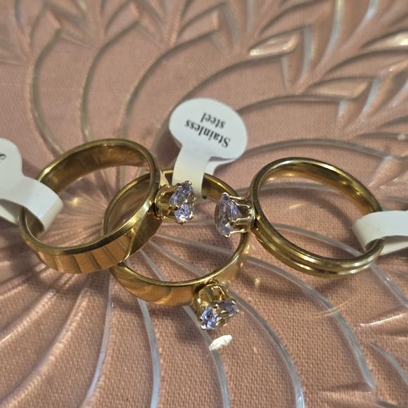 Jewelry - Gold Stainless Steel Ring and Earring Set